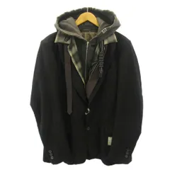 ミハラヤスヒロ MIHARA YASUHIRO 25SS TRIPLE LAYERED JACKET レイヤード ジャケット フード シャドーストライプ チェック柄 48 黒 ブラック A14JK031 0704のサムネイル