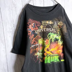 【人気キャラクター】UNIVERSAL T-shirt ユニバーサル スパイダーマン ジュラシックパーク ハルク ブラック 古着 半袖Tシャツ #W6734のサムネイル