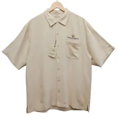 Tommy Bahama トミーバハマ 半袖 シャツ L シルク100% 開襟 オープンカラー ベージュ タグ付き Diamond Resorts 刺繍 ロゴ ポケット付き メンズ カジュアル リゾート アロハ ビッグサイズ 美品 春 夏 人気のサムネイル
