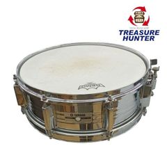 Used Yamaha steel snare drum SD-350M, 70s-80s vintage drum, percussion instrument, silver. [111042244002]