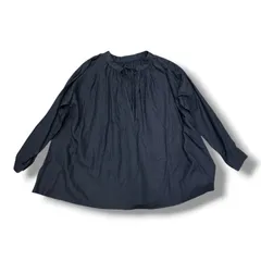 参考上代37,400円 未使用品 Graphpaper Linen Smock Blouse リネンスモックブラウス 長袖シャツ グラフペーパー GL241-50277B ネイビー 0 2034A1のサムネイル