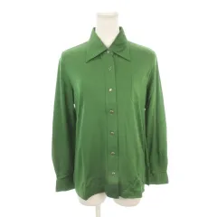 ピエールカルダン Pierre Cardin TRICOTS シャツ ウール 13 緑 グリーン 長袖 レギュラーカラー ストレッチ ポケット /AH27 ■ECB001のサムネイル