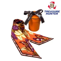 HERMES ツイリー スカーフ BRAZIL ブラジル フェザー 羽根 オレンジ系 箱付き エルメス レディース 【102058806005】のサムネイル