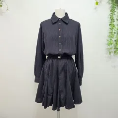 マージュ ウエストゴム ストライプ シャツ ワンピースのサムネイル