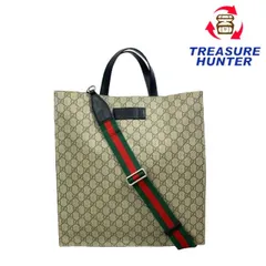 GUCCI(グッチ) GGスプリーム 2wayトートバッグ 456217・493025 ベージュ×ブラック PVC×レザー バッグ 【102052781001】のサムネイル