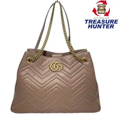 グッチ GGマーモント チェーントートバッグ 453569 レザー ピンクベージュ ロゴ GG レディース ゴールド金具 GUCCI 【240001017623】のサムネイル