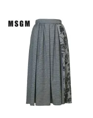 MSGM エムエスジーエム フラワーパターン デザインテープ プリーツ スカート イタリア 42のサムネイル