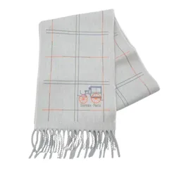HERMES エルメス マフラー クラン・ブロデ・ベルリンヌ H259149S 01 グレー系 カシミヤ100％ ユニセックス 美品のサムネイル