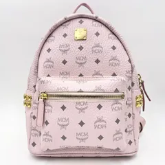 MCM（エムシーエム）Stark サイドスタッズ バックパック リュック ピンク ヴィセトス レザー ゴールド金具 レディース【中古】のサムネイル