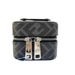FENDI フェンディ ジュエリーボックス カフリンクス ホルダー 7AS074 A8V3 ブラック / グレー PVC レザー メンズ ズッカ柄 カフスケース シルバー金具 超美品のサムネイル