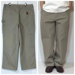 US企画 極太 Carhartt B11 DES Loose Original Fit カーハート ヘビーダック ペインターパンツ 実寸W38.5L30 デザート ベージュ ワークパンツ メキシコ製 厚手 リアルワーク ルーズ ワイドバギー p26063668のサムネイル