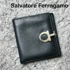 Salvatore Ferragamo フェラガモ 二つ折り財布 レザー ブラック ガンチーニのサムネイル