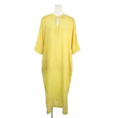 ザンパ ZAMPA style zampa for the holidays ワンピース M 黄 イエロー ロング 七分袖 タック リボン /AO18 ■GY58のサムネイル