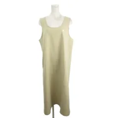 ハナエモリ HANAE MORI APRON エプロン ワンピース ロング ベージュ ノースリーブ ラウンドネック ロゴ刺繍 /AH28 ■ECC001のサムネイル
