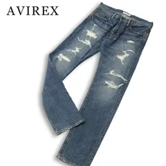 AVIREX アヴィレックス 通年★ ダメージ加工 スリム ストレート デニム パンツ ジーンズ Sz.30 メンズのサムネイル