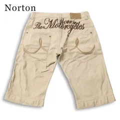 Norton ノートン 春夏★ ロゴ刺繍 チェック ハーフ ショート パンツ 大きいサイズ Sz.XL メンズ バイクのサムネイル