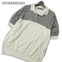 INTERMEZZO インターメッツォ レナウン 春夏★ 半袖 ボーダー コットン ニット ポロシャツ 大きいサイズ 特大 Sz.3L メンズのサムネイル