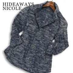 HIDEAWAYS NICOLE ハイダウェイ ニコル 春夏★ カモフラ 迷彩 総柄 7分袖 カモフラ シャツ ジャケット Sz.46 メンズのサムネイル