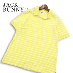 JACK BUNNY!! ジャックバニー パーリーゲイツ ゴルフ 春夏★ 半袖 鹿の子 ボーダー ロゴ刺繍 ポロシャツ Sz.6 メンズのサムネイル