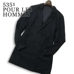 5351 POUR LES HOMMES 5351プールオム 通年★ 背抜き スリム ミドル チェスター コート Sz.2 メンズ 黒のサムネイル