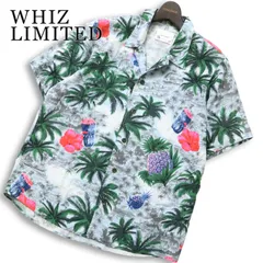 WHIZ LIMITED ウィズリミテッド 春夏★ レーヨン 半袖 総柄 パームツリー パイナップル アロハ シャツ 日本製 Sz.M メンズのサムネイル
