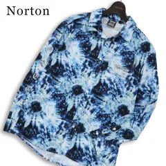 Norton ノートン 通年★ 長袖 タイダイ 総柄 ロゴ刺繍 シャツ Sz.M メンズ バイクのサムネイル