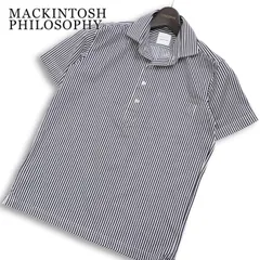 MACKINTOSH PHILOSOPHY マッキントッシュ フィロソフィー 春夏★ COOLMAX 半袖 鹿の子 ストライプ ポロシャツ Sz.38 メンズのサムネイル