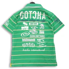GOTCHA ガッチャ 春夏★ 鹿の子 半袖 ロゴ刺繍 ロゴプリント ボーダー ポロシャツ Sz.L メンズ サーフのサムネイル