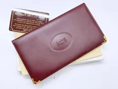 使用感なし　美品　Cartier　カルティエ　マスト　二つ折り　長札入れ　長財布　カードケース　小銭入れなし　ボルドー　73184157のサムネイル