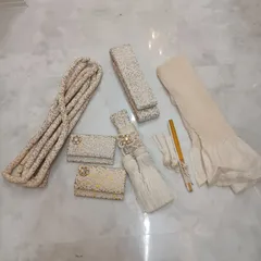 花嫁用 和装小物7点セット 白 ゴールド シルバー 婚礼 筥迫セット 白無垢 色打掛 引き振袖 前撮りのサムネイル
