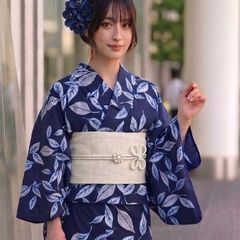 高級浴衣 有松鳴海絞り 総絞り 藍色 ピンク 木綿 夏着物 絞りゆかた
