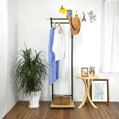 コートやアウターをすっきり収納 ハンガーラック 幅55cm 棚付き アジャスター付 ブラック【ブラック・幅55cm】のサムネイル