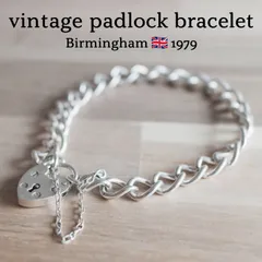 【英国製 1979年 ヴィンテージ 】パドロックブレスレット 南京錠 ホールマーク：バーミンガム イギリス m349のサムネイル