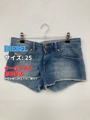 DIESEL ディーゼル デニムパンツ 25 ブルー ショート・ひざ上丈 無地 ワンポイント スタンダード ローライズ ヴィンテージ レディース