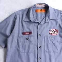 ドクターペッパー 従業員制服 ワークシャツ グラフチェック Mサイズ レッドキャップ 企業ワッペン付き アメカジ アメリカ古着のサムネイル