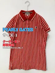 PEARLY GATES パーリーゲイツ ポロシャツ 1 レッド ストライプ柄 ワンポイント ブランドロゴ 半袖 レディースのサムネイル