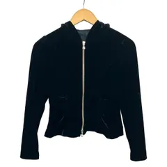 Rene(ルネ) パーカー サイズ34美品  - 黒 ベロア/長袖/パール/ダブルジップのサムネイル