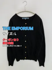 THE EMPORIUM カーディガン/ボレロ L ブラック ナイロン ウール・ニット 無地 ミドル丈 長袖 レディースのサムネイル