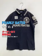 PEARLY GATES パーリーゲイツ ポロシャツ 1 ネイビー 前面プリント バックプリント ブランドロゴ ライン柄 半袖 レディースのサムネイル