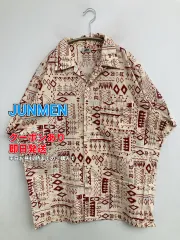 JUNMEN ジュンメン シャツ/ブラウス ベージュ その他総柄 ミドル丈 半袖 オープンカラー メンズのサムネイル