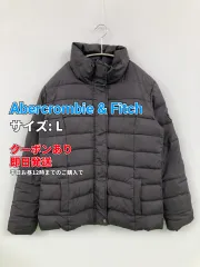 Abercrombie & Fitch アバクロンビーアンドフィッチ ダウンジャケット/コート L ブラック 無地 ワンポイント ブランドロゴ 刺繍 ショート丈 フードなし ジップアップ ボタン留め レディースのサムネイル