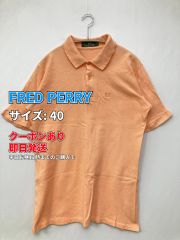 FRED PERRY フレッドペリー ポロシャツ 40 オレンジ 無地 ワンポイント ブランドロゴ 半袖 刺繍 メンズ