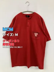 MCM エムシーエム Tシャツ/カットソー M レッド 無地 ワンポイント ブランドロゴ 刺繍 ミドル丈 半袖 ヘンリーネック メンズのサムネイル