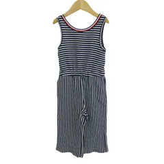 トミーヒルフィガー ツナギ つなぎ オールインワン ボーダー柄 キッズ 女の子用 104サイズ ネイビー×ホワイト TOMMY HILFIGER 【中古】のサムネイル