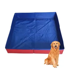 ADOFUN 犬用プール 折りたたみ式 小型犬用プール 子犬用 水遊び 省スペース 収納便利 ペットバスタブ 水遊びおもちゃ お風呂/屋内/屋外/お庭/バックヤード用 スクエア（長さ50cm 高さ10cm）のサムネイル