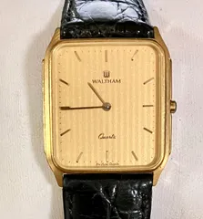★稼動品★WALTHAM/ウォルサム★クォーツ★ゴールド文字盤★ヴィンテージ★スクエア★メンズ腕時計★のサムネイル