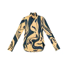 2024SS Mame Kurogouchi マメクロゴウチ Marble Print Jersey High Neck Top マーブル カットソー ベージュ 1 MM24SS-JS077のサムネイル