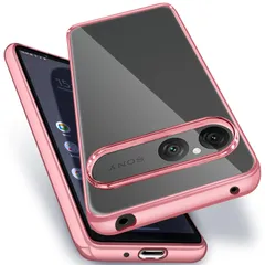 For Sony Xperia 10 vii 用 クリア ケース 耐衝撃 カバー 米軍MIL規格 エクスペリア10vii用 スマホケース TPU 保護ケース ストラップホール付き メッキ加工 クリアバック（ローズゴールド）のサムネイル