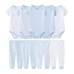 [MAMIMAKA] 新生児服セット半袖ベビーボーイパンツベビーガールボディスーツベビーレイエットセット, ナインピース-5210, 0-3 Monthsのサムネイル