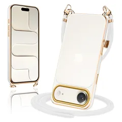 Loodoomo iPhone 17 Air 用の ケース クリア ショルダー TPU 透明 いphone 17 air スマホケース カバー 肩掛け 首掛け 斜めかけケース 可愛い かわいい 韓国 薄型 耐衝撃 アイフォン17air(ホワイト)のサムネイル